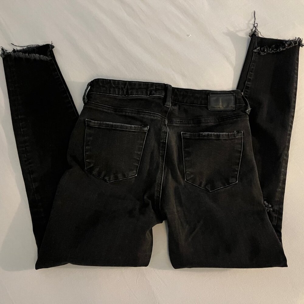 Leith Mid-Rise Skinny Jeans Black Distressed Size 27 - Picture 5 of 6